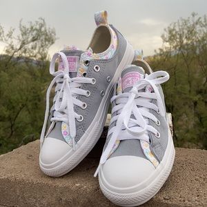 New Floral “Double Upper” Gray Converse CTAS OX Sneakers